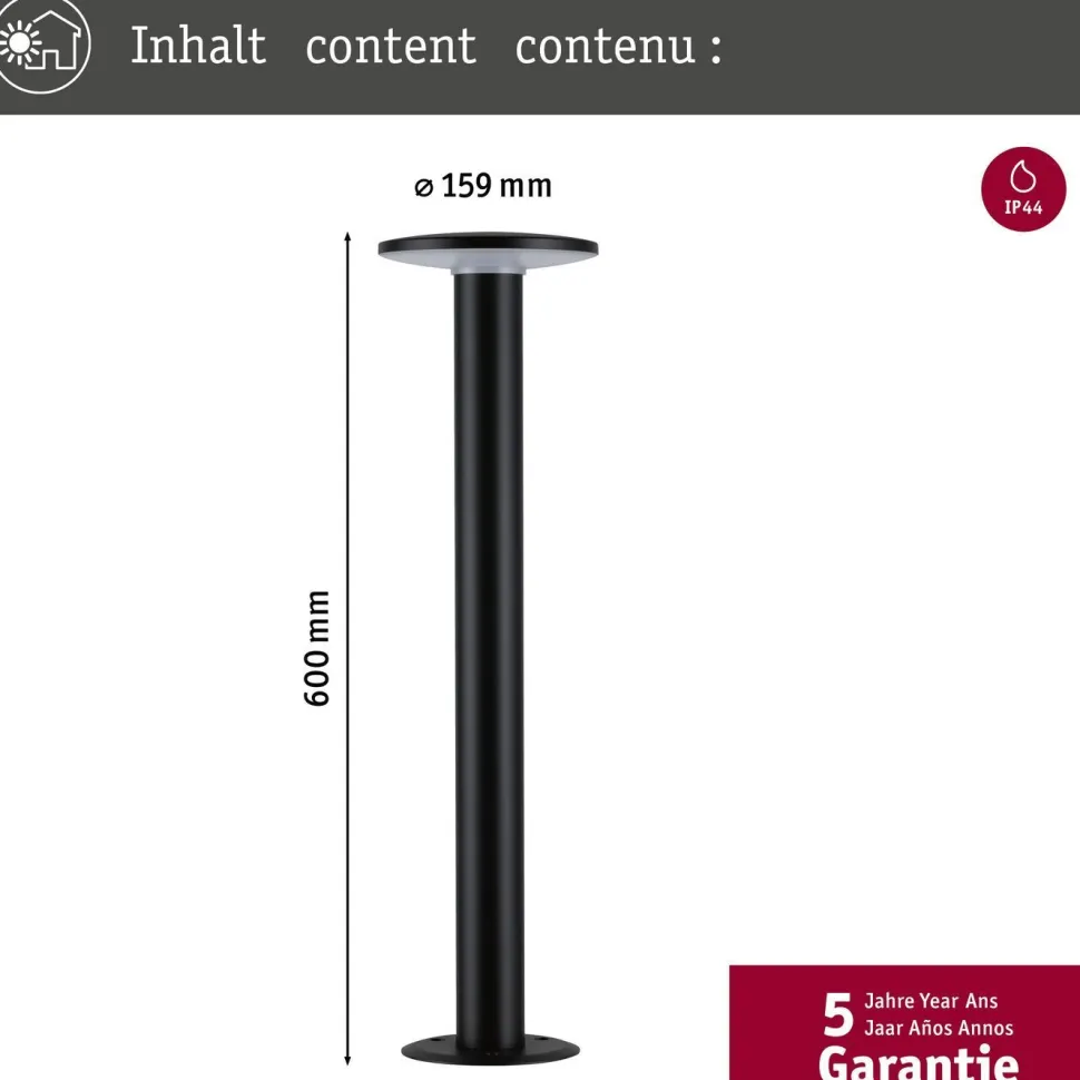 LED-pollarivalaisin Paulmann Plate, Smart Home Zigbee 3.0, IP44, 60cm, säädettävä värilämpötila, antrasiitti