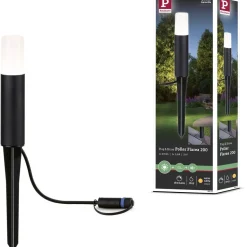 LED-pollarivalaisin Paulmann Plug & Shine Flarea, IP65, 20cm, 3000K, musta