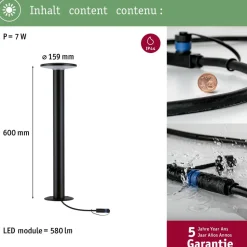 LED-pollarivalaisin Paulmann Plug & Shine Plate, IP44, 3000K, antrasiitti