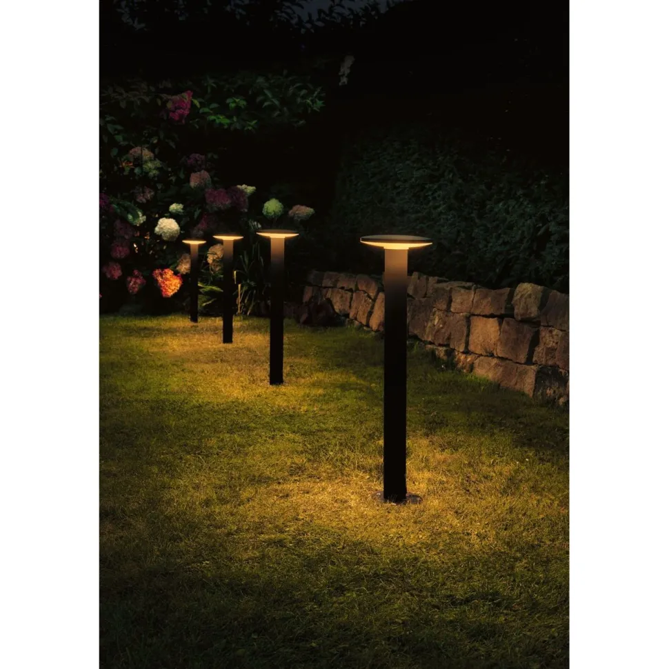 LED-pollarivalaisin Paulmann Plug & Shine Plate, IP44, 2200K, 7W, antrasiitti