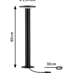 LED-pollarivalaisin Paulmann Plug & Shine Plate, IP44, 2200K, 7W, antrasiitti