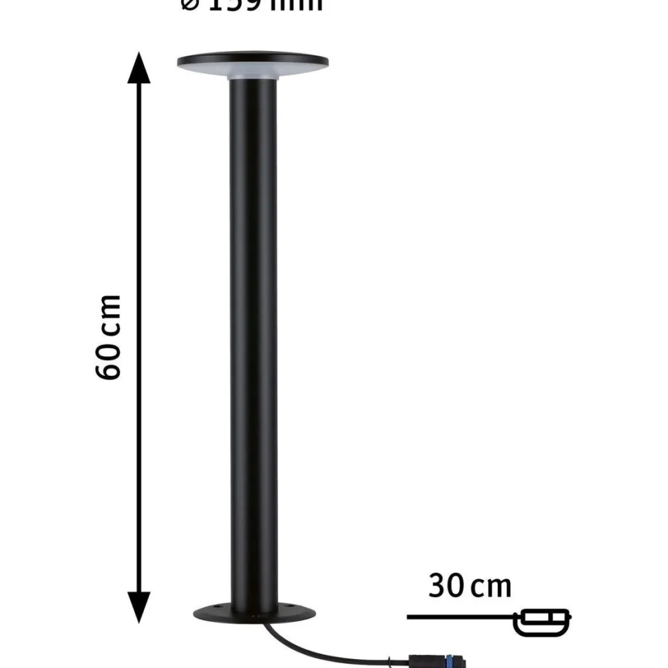 LED-pollarivalaisin Paulmann Plug & Shine Plate, IP44, 2200K, 7W, antrasiitti