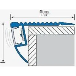 LED-porraslista Euroshrink 310A, alumiini, 45mm x 2.5m, mattahopea