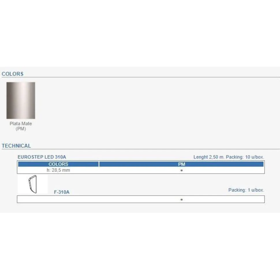 LED-porraslista Euroshrink 310A, alumiini, 45mm x 2.5m, mattahopea
