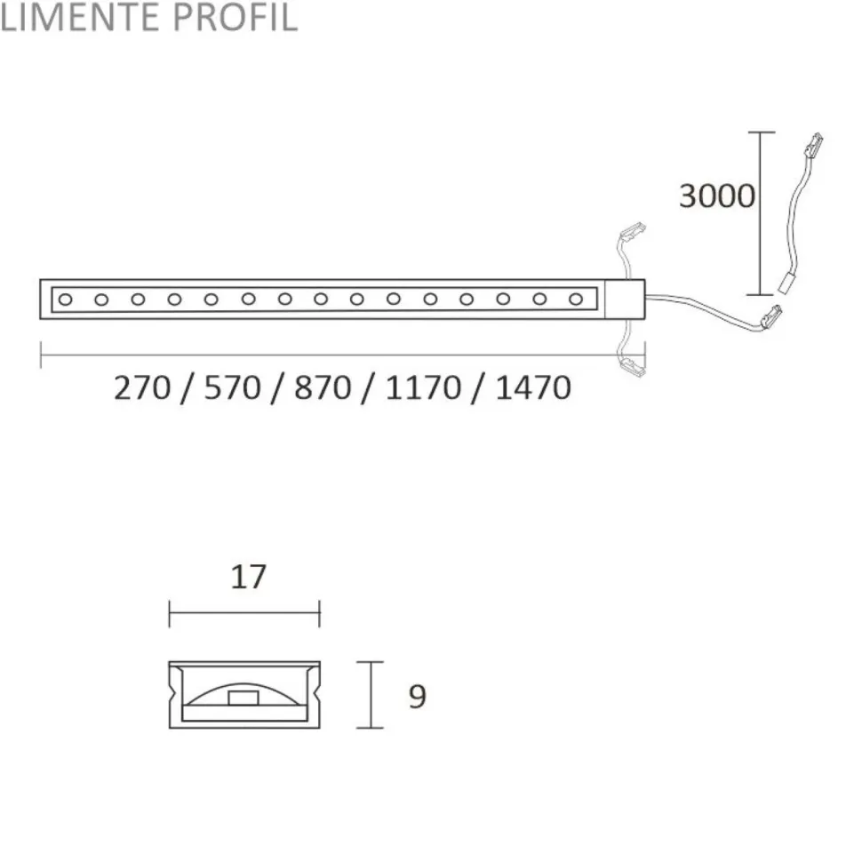 LED-profiili Limente 117, 24V 11W IP44, 17x1170x9mm, alulook