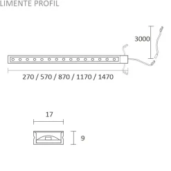 LED-profiili Limente 87, 24V 10W IP44, 17x870x9mm, alulook