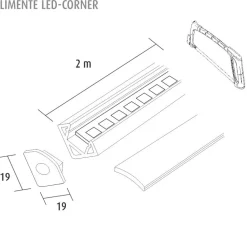 LED-profiili Limente LED Corner 40 Lux 3000K