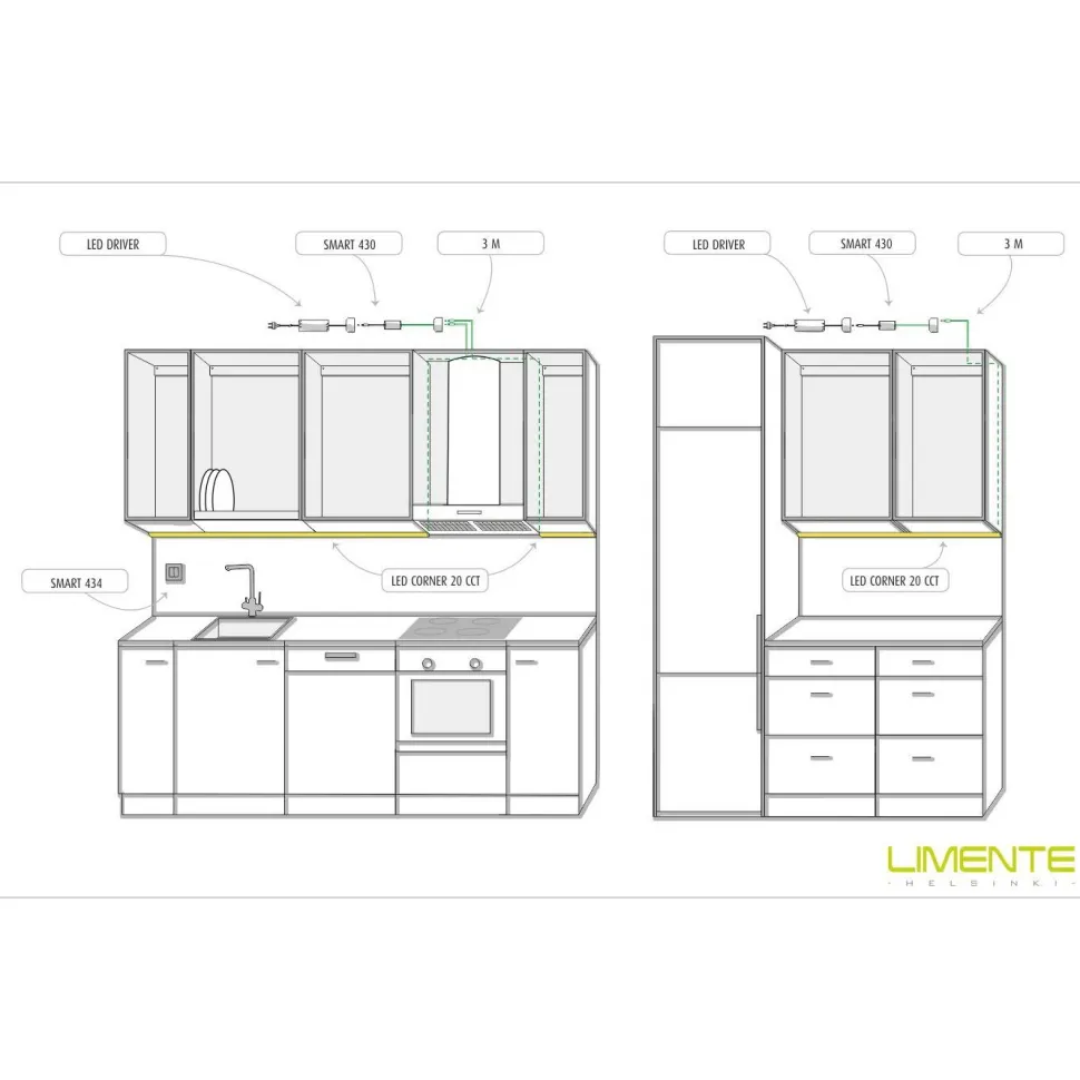 LED-profiili Limente LED-Corner 40 CCT 2700-6000K 4m 29W valkoinen