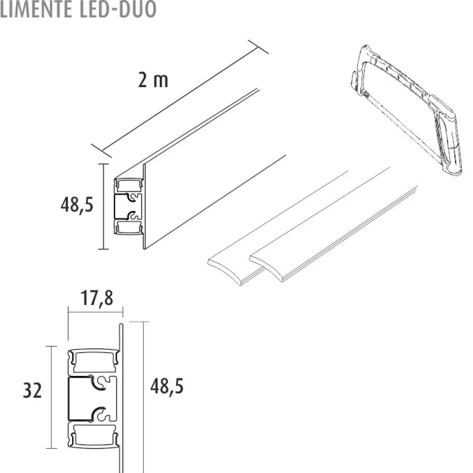 LED-profiili Limente LED-Duo 40 Lux 3000K valkoinen