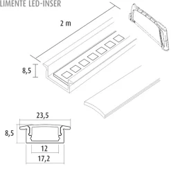 LED-profiili Limente LED-Inser 40 Lux 4000K 4 m alulook