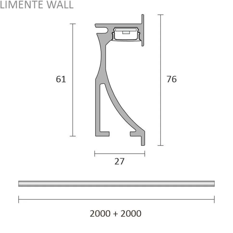 LED-profiili Limente LED-Wall 40 4000K 4m 48W alumiini