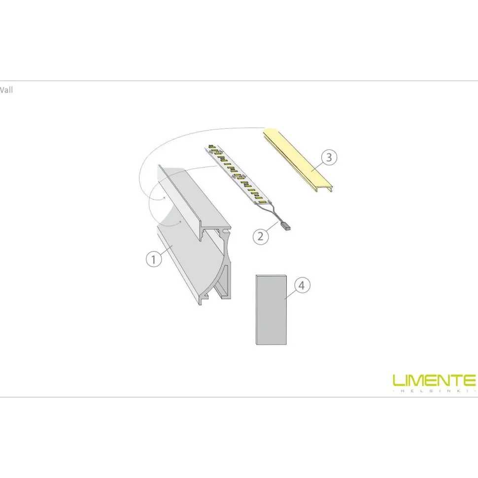 LED-profiili Limente LED-Wall 40 4000K 4m 48W alumiini