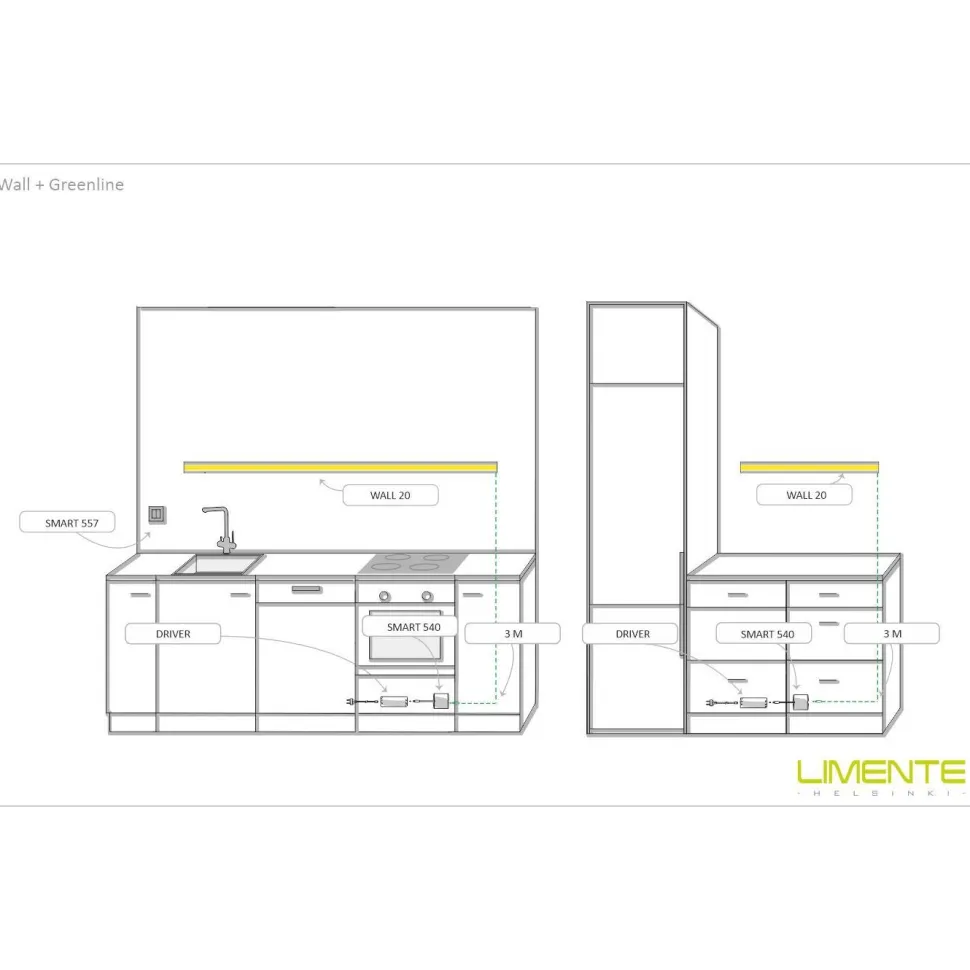 LED-profiili Limente LED-Wall 20 4000K 2m 29W alumiini