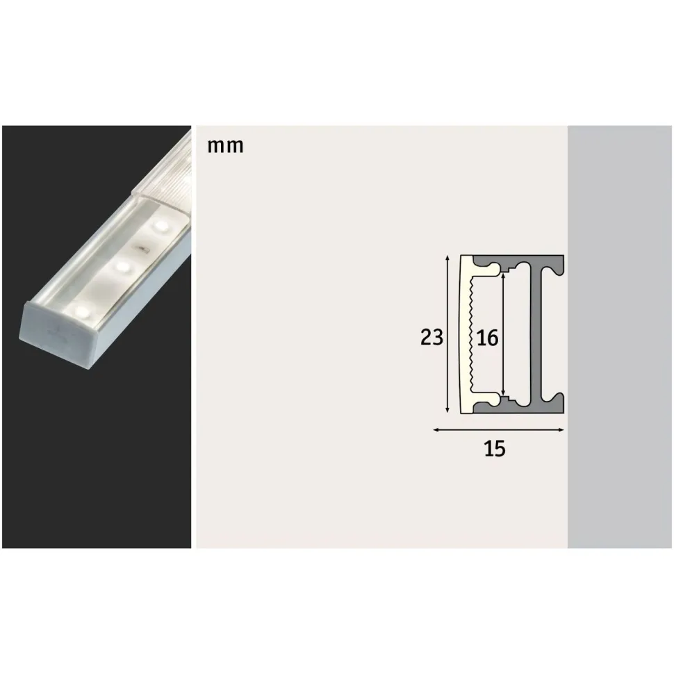 LED-profiili Paulmann Square, 1m, alumiini/satiini
