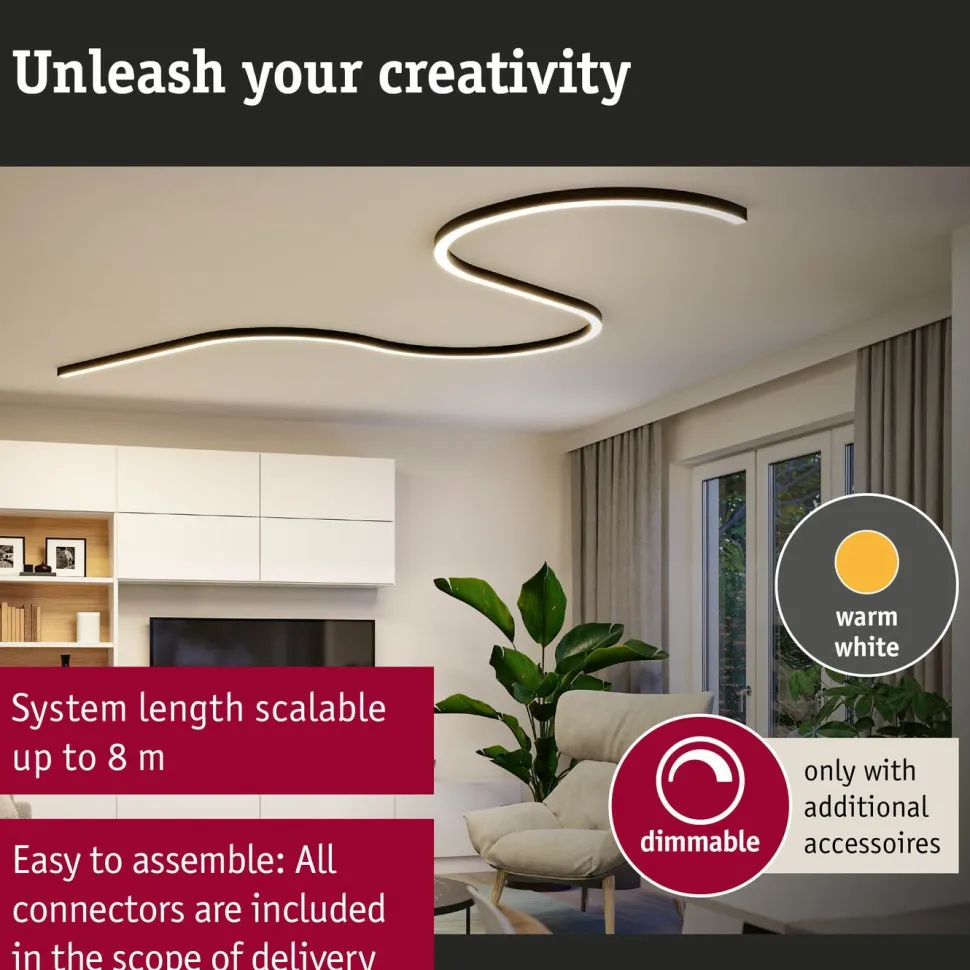 LED-profiilivalaisimen kulmapala Paulmann Linion Light Channel Zigbee 90 ° 24V 3.5W 3000K signaalimusta