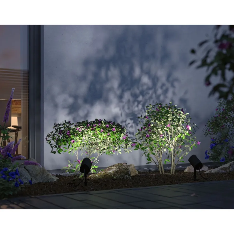 LED-puutarhaspotti Paulmann Plug & Shine Shira, Smart Home Zigbee 3.0, IP65, RGBW+, antrasiitti
