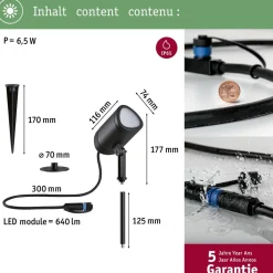 LED-puutarhaspotti Paulmann Plug & Shine Shira, Smart Home Zigbee 3.0, IP65, RGBW+, antrasiitti
