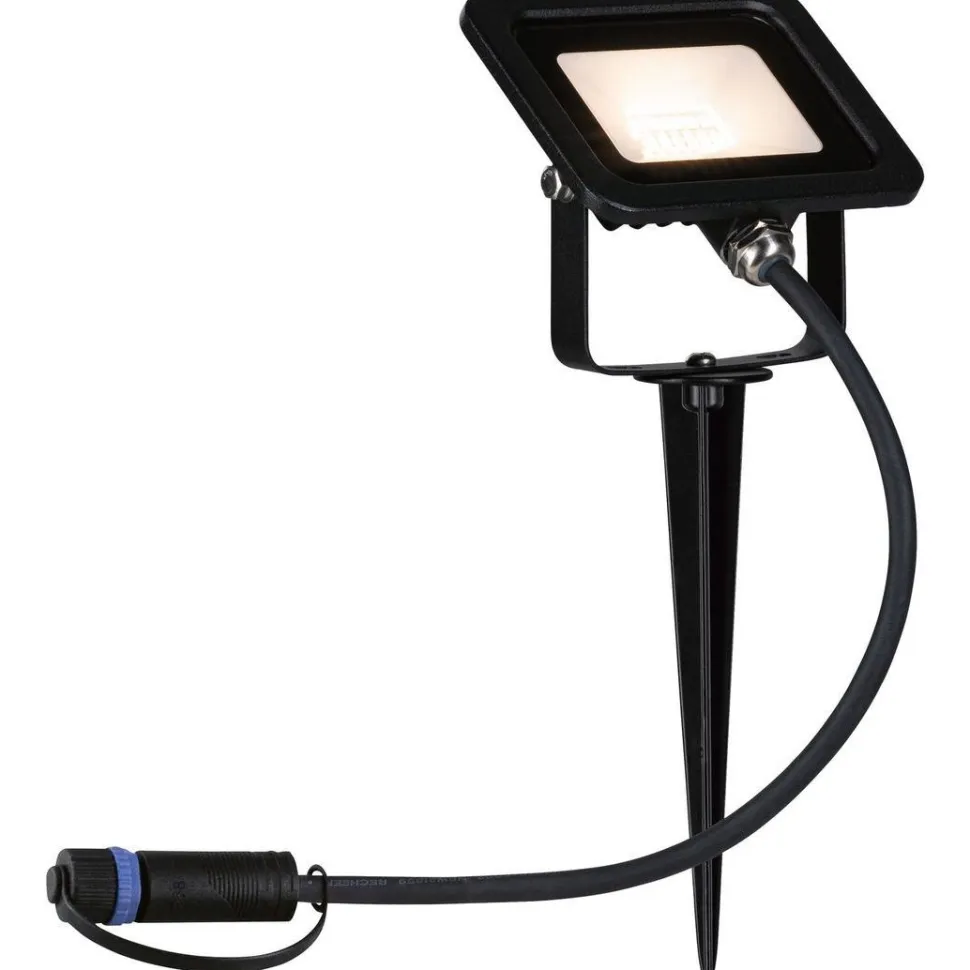 LED-puutarhaspotti Paulmann Plug & Shine Fluter, IP65, 3000K, 6,8W, musta