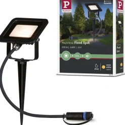 LED-puutarhaspotti Paulmann Plug & Shine Fluter, IP65, 3000K, 6,8W, musta