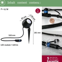 LED-puutarhaspotti Paulmann Plug & Shine Kikolo, Smart Home Zigbee 3.0, IP65, RGBW+, antrasiitti