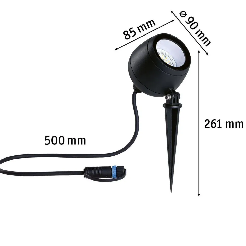 LED-puutarhaspotti Paulmann Plug & Shine Kikolo, Smart Home Zigbee 3.0, IP65, RGBW+, antrasiitti