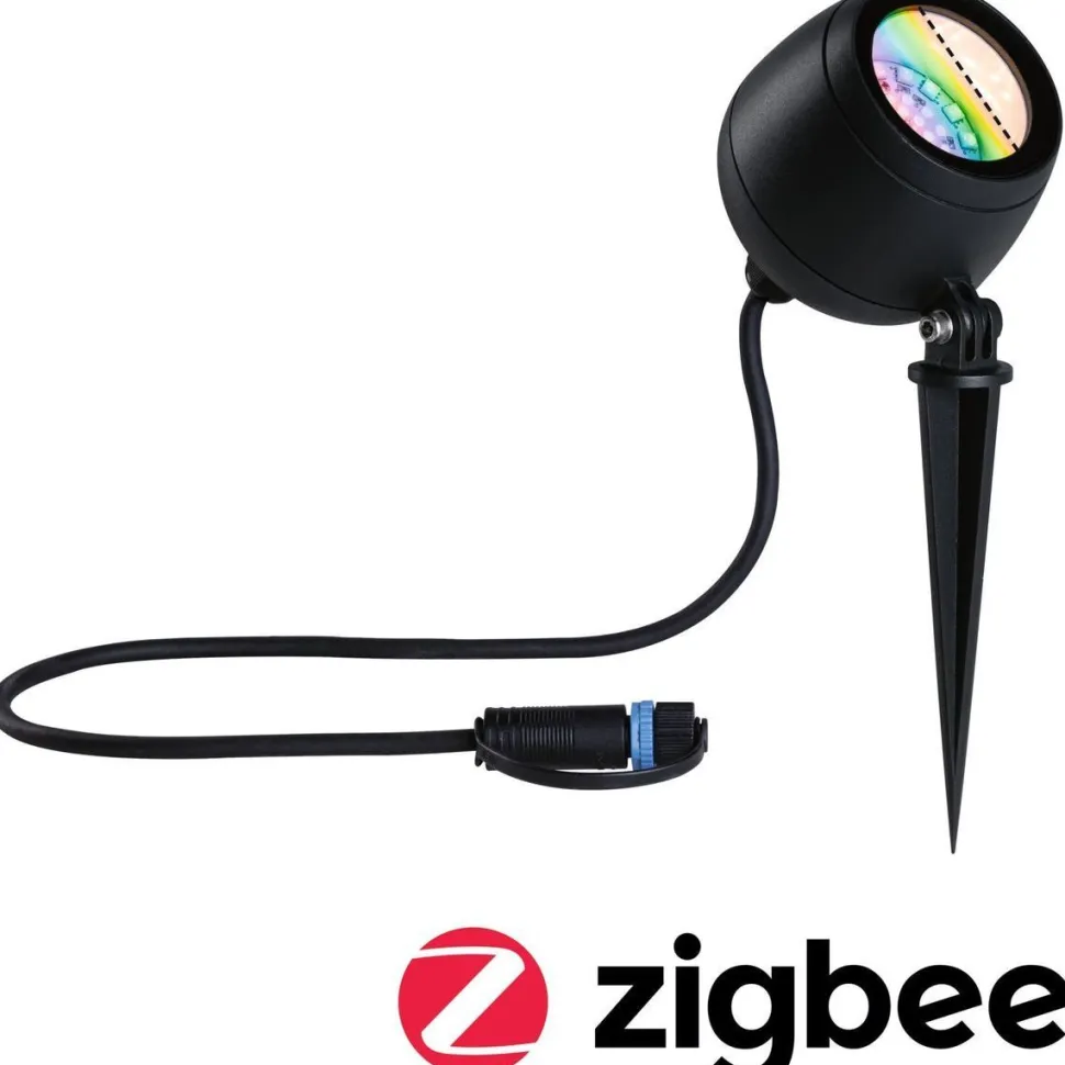 LED-puutarhaspotti Paulmann Plug & Shine Kikolo, Smart Home Zigbee 3.0, IP65, RGBW+, antrasiitti
