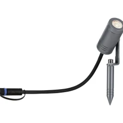 LED-puutarhaspotti Paulmann Plug & Shine Radix, IP65, 3000K, 6W, harmaa