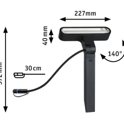 LED-puutarhaspotti Paulmann Plug & Shine Ito, IP65, 3000K, vaakasuuntainen säätö, antrasiitti