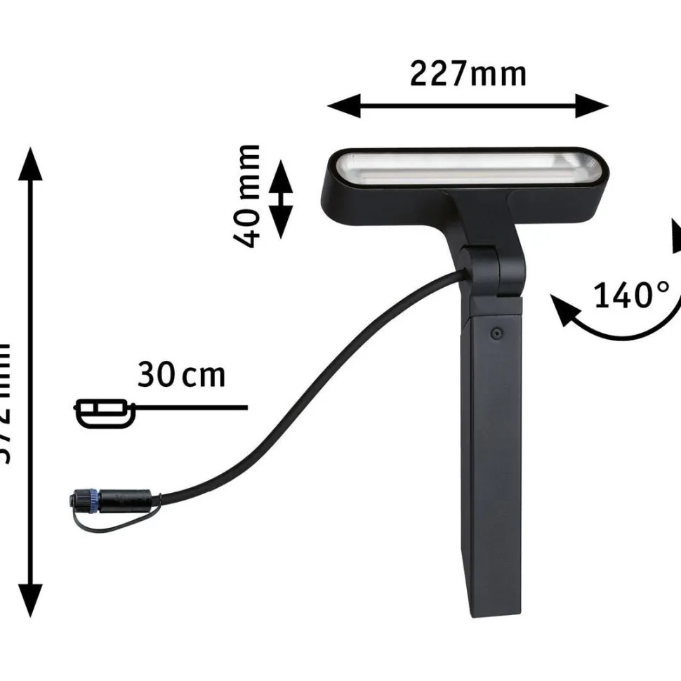 LED-puutarhaspotti Paulmann Plug & Shine Ito, IP65, 3000K, vaakasuuntainen säätö, antrasiitti