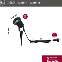 LED-puutarhaspotti Paulmann, IP65, 9.2cm, 3000K, alumiini