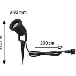LED-puutarhaspotti Paulmann, IP65, 92mm, 2200K, musta