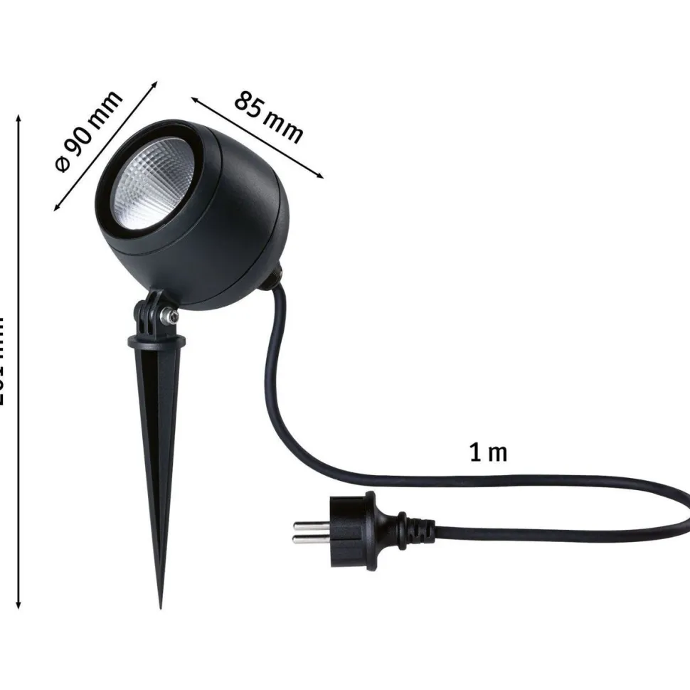 LED-puutarhaspotti Paulmann Kikolo, IP65, 90mm, 3000K, 20°, antrasiitti