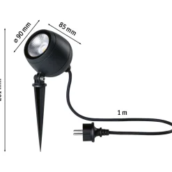 LED-puutarhaspotti Paulmann Kikolo, IP65, 90mm, 3000K, 60°, antrasiitti