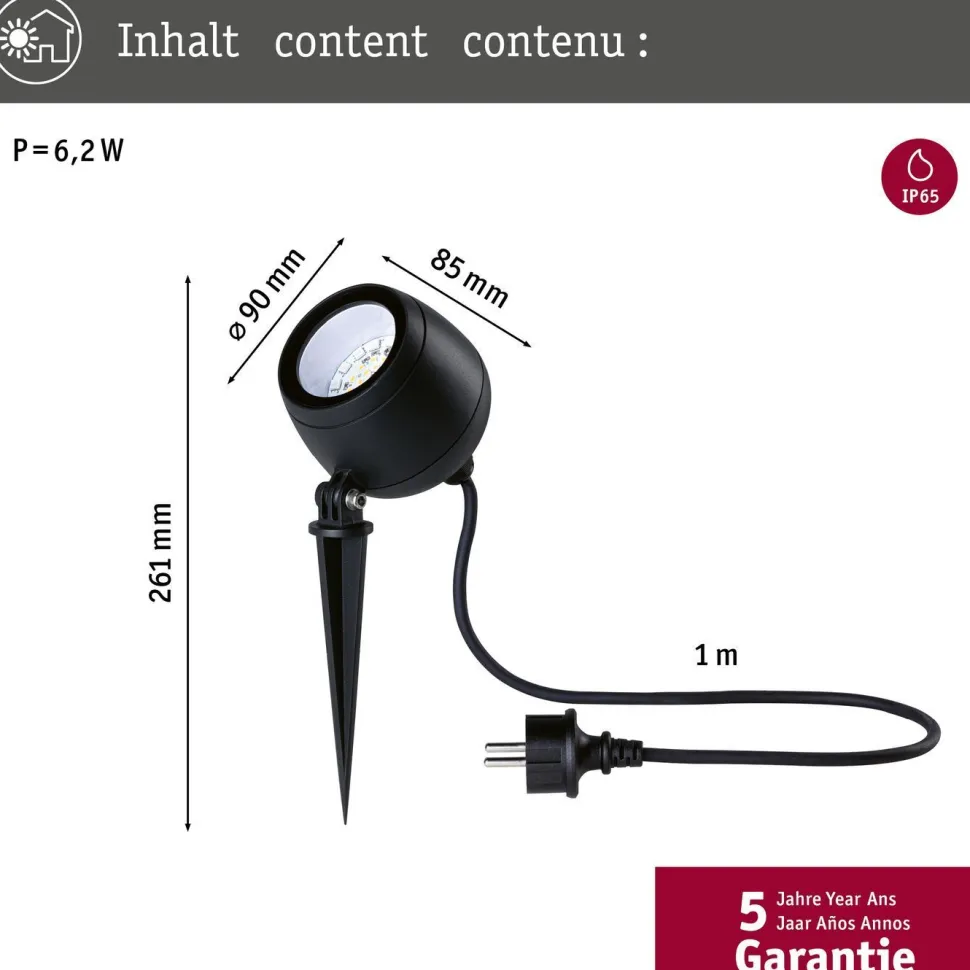 LED-puutarhaspotti Paulmann Kikolo, Smart Home Zigbee 3.0, IP65, 90mm, RGBW+, antrasiitti