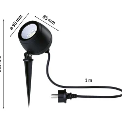 LED-puutarhaspotti Paulmann Kikolo, Smart Home Zigbee 3.0, IP65, 90mm, RGBW+, antrasiitti