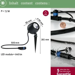 LED-puutarhaspotti Paulmann Plug & Shine Kikolo, 60°, IP65, 3000K, korroosionkestävä, antrasiitti