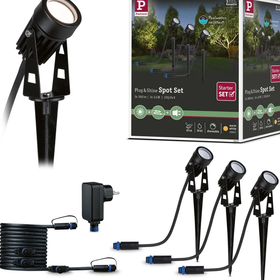 LED-puutarhaspotti Paulmann Plug & Shine maapiikki IP65 3000K 3.5W 21VA musta, 3kpl/pkt
