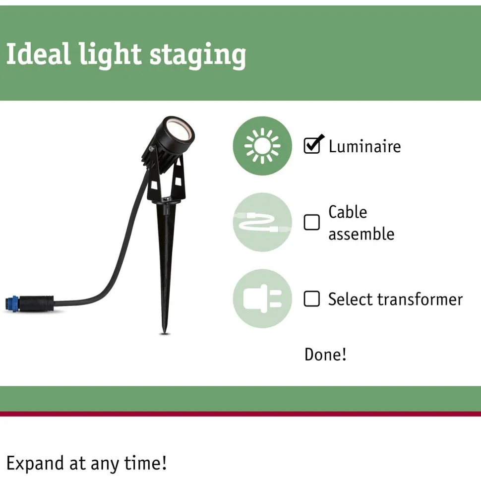 LED-puutarhaspotti Paulmann Plug & Shine maapiikki IP65 3000K 3.5W 21VA musta, 3kpl/pkt