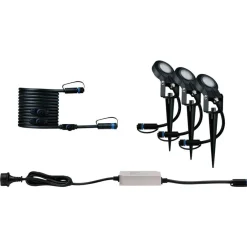 LED-puutarhaspottisarja Paulmann Plug & Shine Sting, IP67, 2200K, 3x6.3W, antrasiitti