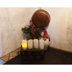LED-pöytäkynttilä Star Trading Advent 10 cm valkoinen 4 kpl + kaukosäädin