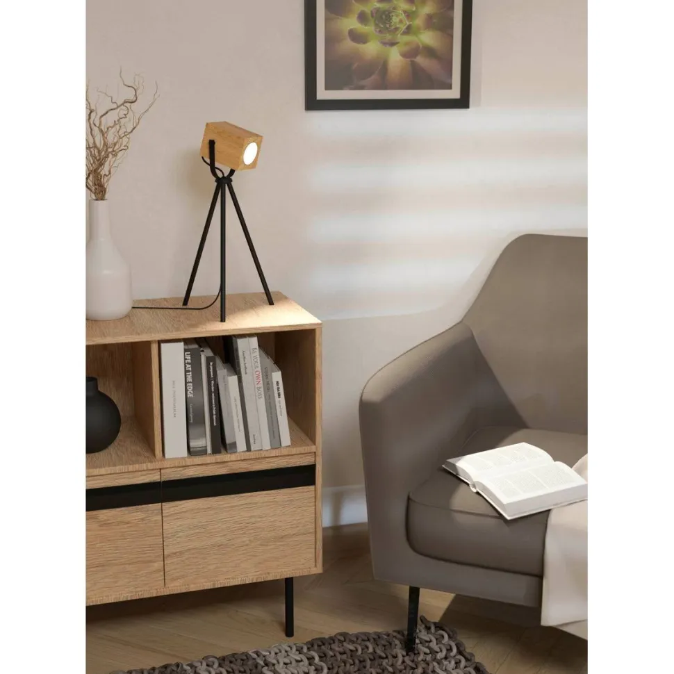 LED-Pöytävalaisin Eglo Ayles 3W 26x47,5cm puu/musta