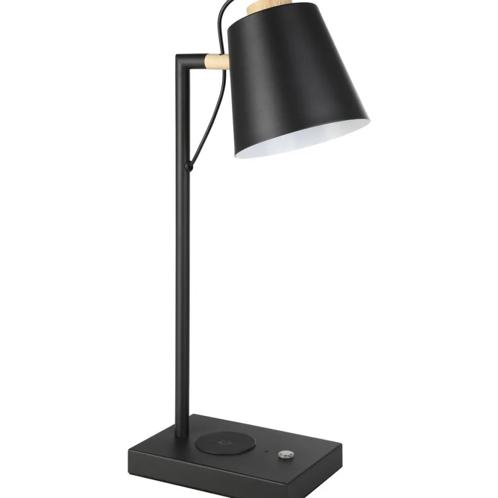LED-Pöytävalaisin latausasemalla Eglo Lazey-QI 5.5W 24x13,5x50cm musta/puu