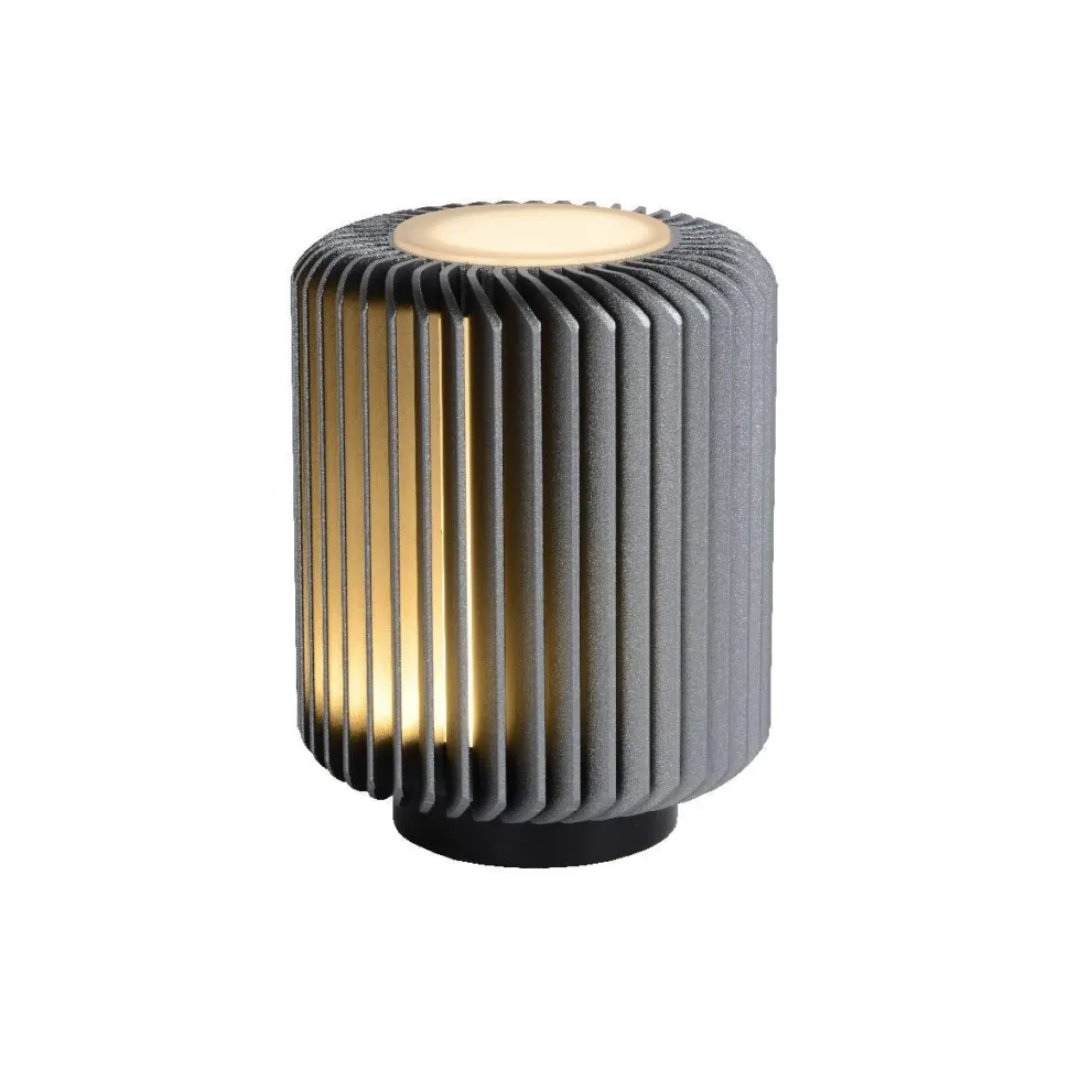 LED-pöytävalaisin Lucide Turbin 10,6x10,6x13,7cm 5W harmaa