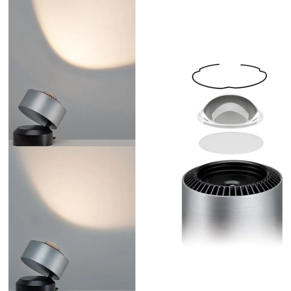 LED-pöytävalaisin Paulmann Aldan, 2700K, 200lm, 3.5W, musta/harjattu alumiini