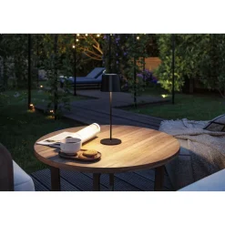 LED-pöytävalaisin Paulmann Gilo 35cm USB-ladattava IP44 2700K himmennettävä valkoinen