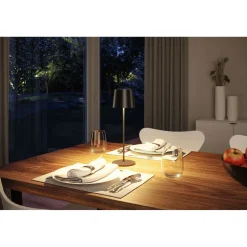 LED-pöytävalaisin Paulmann Gilo 35cm USB-ladattava IP44 2700K himmennettävä valkoinen