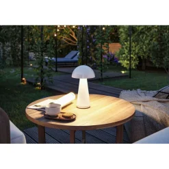 LED-pöytävalaisin Paulmann Onzo 28cm USB-ladattava 2700K IP44 3-Step-Dim himmennettävä valkoinen
