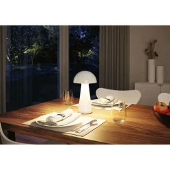 LED-pöytävalaisin Paulmann Onzo 28cm USB-ladattava 2700K IP44 3-Step-Dim himmennettävä valkoinen