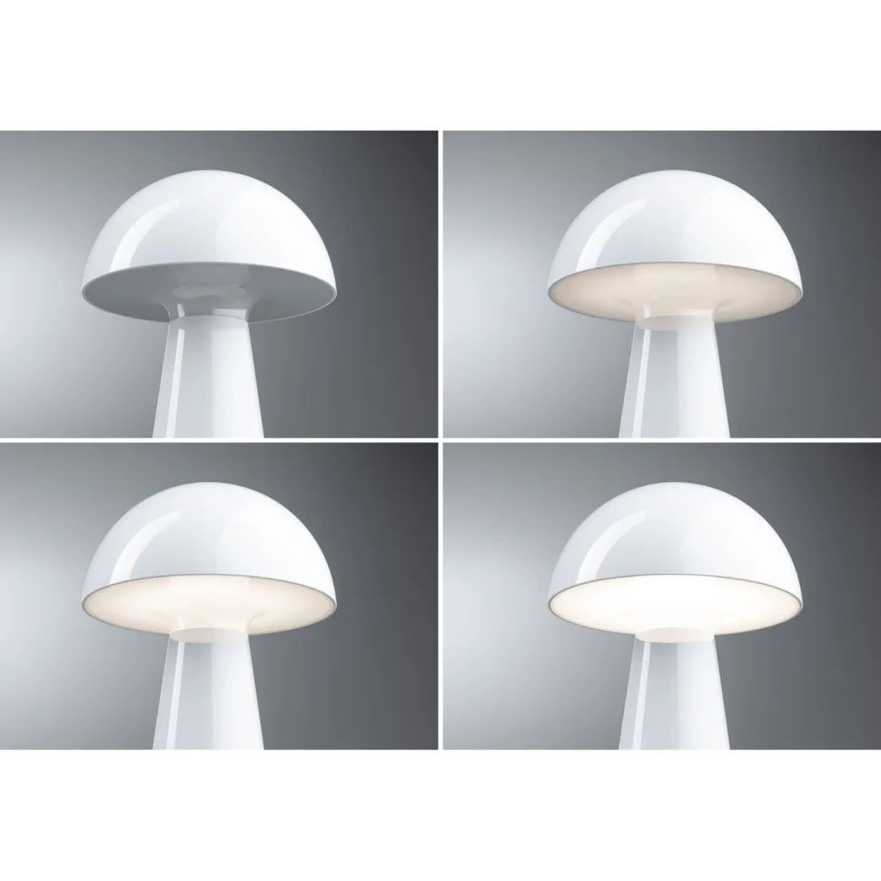 LED-pöytävalaisin Paulmann Onzo 28cm USB-ladattava 2700K IP44 3-Step-Dim himmennettävä valkoinen