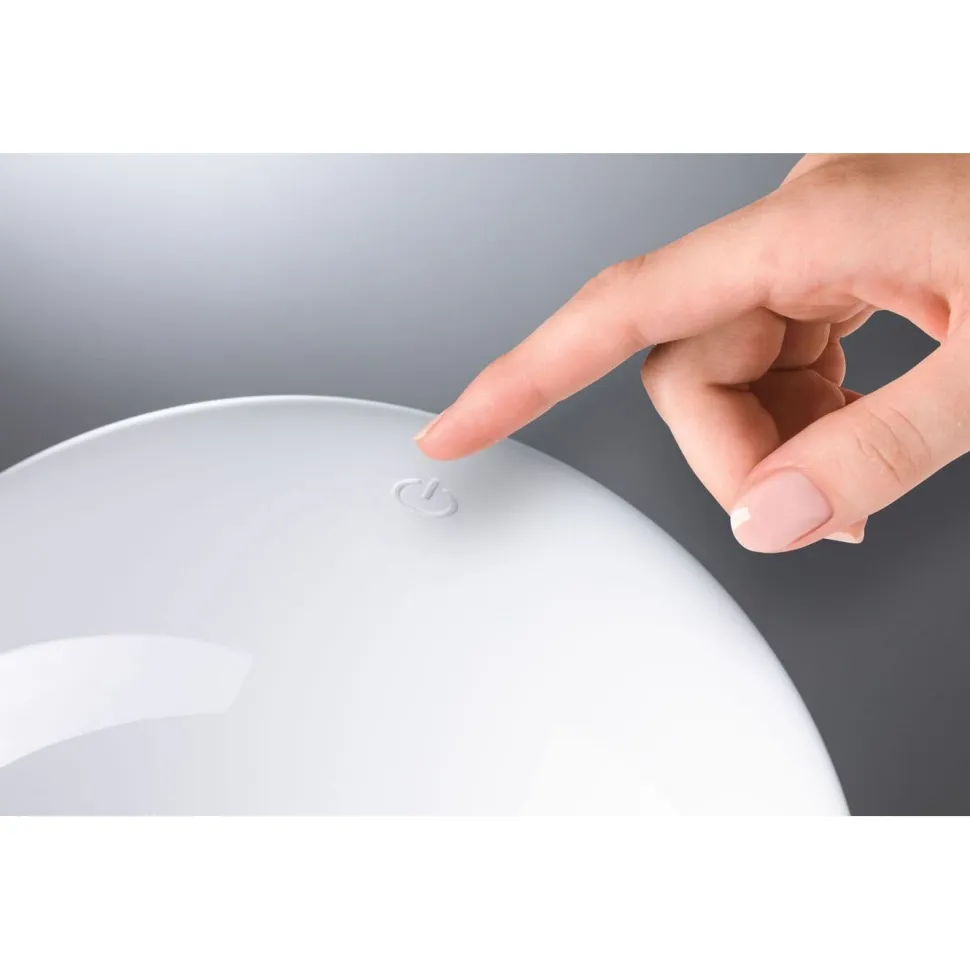 LED-pöytävalaisin Paulmann Onzo 28cm USB-ladattava 2700K IP44 3-Step-Dim himmennettävä valkoinen